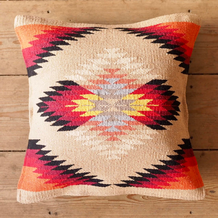 Zapotec Style Woven Cushion Cover - cream