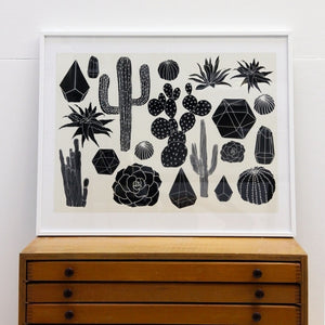 Black Cactus Art Print by Hello Marine