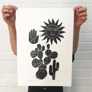 Hi Cacti HelloMarine collaboration desert southwestern sun cactus art print