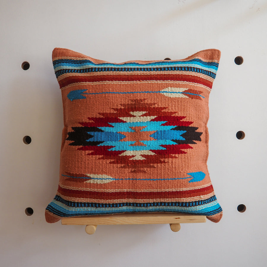 Handwoven Cotton Azteca Pillow Cover - orange