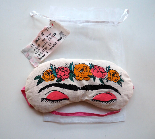 Sleeping Frida Eye Mask, Handmade Sleep Mask, Eye Pillow, Frida Kahlo Gift 'El Sueno de Frida' Feminist Present.