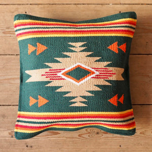 Zapotec Style Woven Cushion Cover - Green