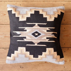 Zapotec Style Woven Cushion Cover - black