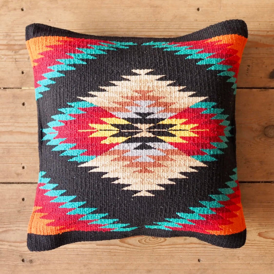 Zapotec Style Woven Cushion Cover - Black
