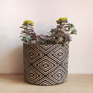 hi cacti black geometric plant pot