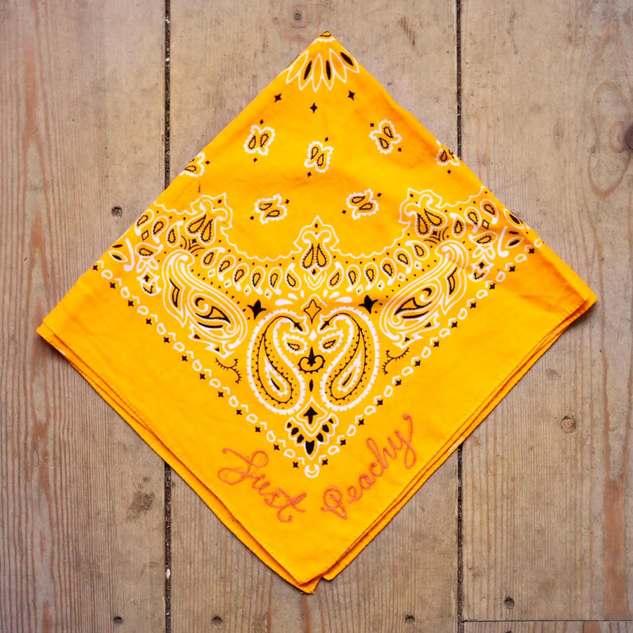 Chain Stitched Bandanas - yellow “just peachy”